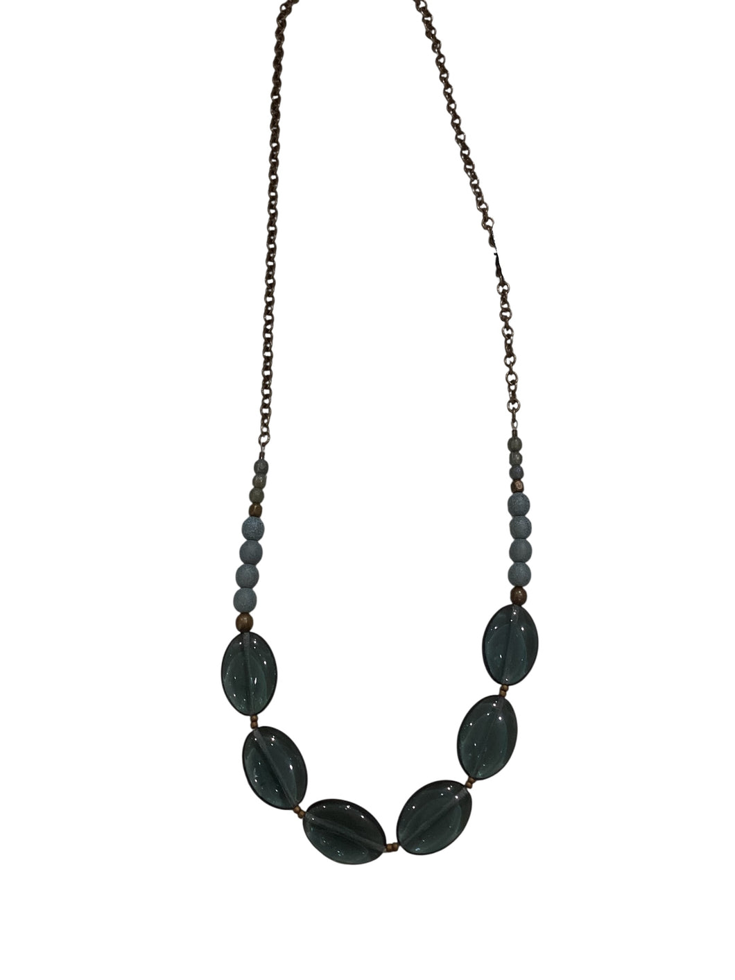 Montana Blue Oval Czech Glass Necklace