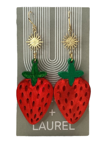 Hand Painted Earrings - Strawberry