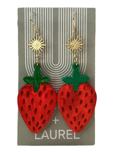 Hand Painted Earrings - Strawberry