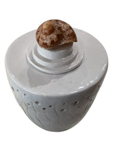 White Vessel with Shell Lid