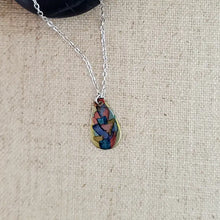 Alcohol Ink Stainless Steel Small Teardrop Necklace