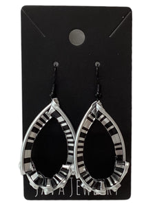 Black/Silver Teardrop Earrings