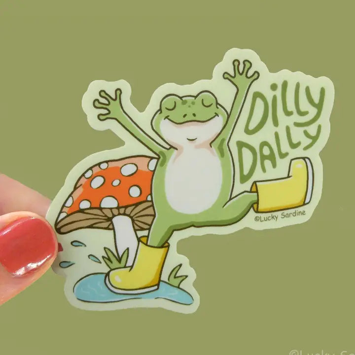 Frog & Mushroom - Dilly Dally Vinyl Sticker