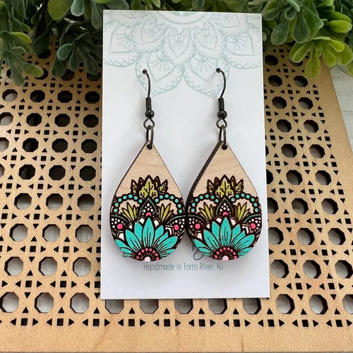 Sunflower Earrings - Turquoise