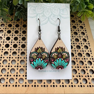 Sunflower Earrings - Turquoise