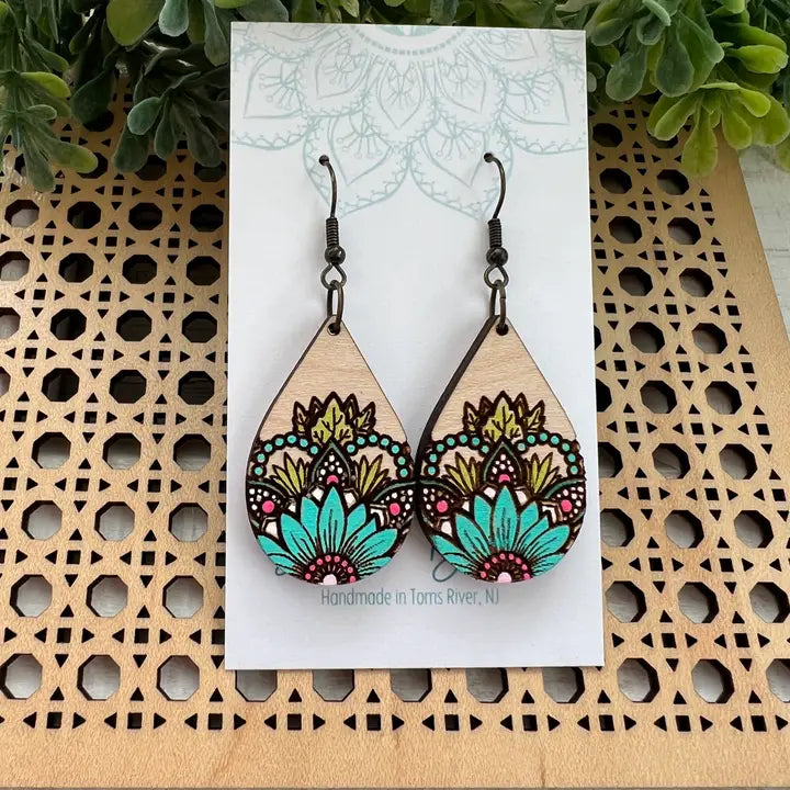 Sunflower Earrings - Turquoise