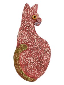Ceramic Cat - Vines - Coral