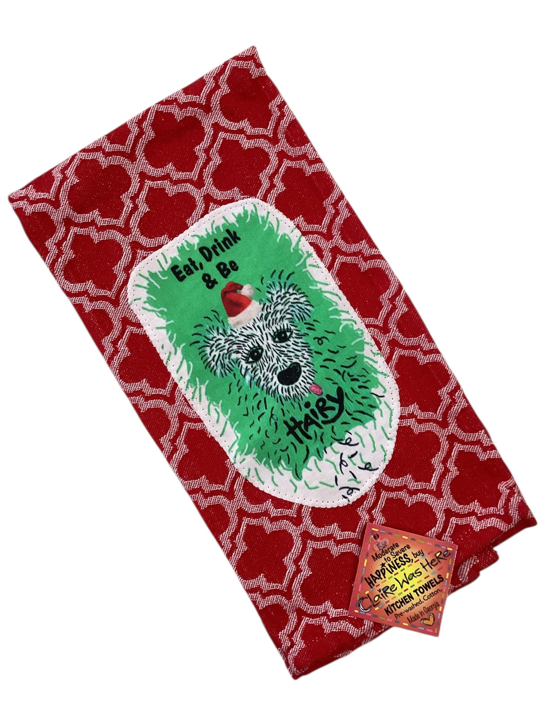 #C7 Tea Towel - Eat, Drink & Be Hairy (Dog) Christmas Towel
