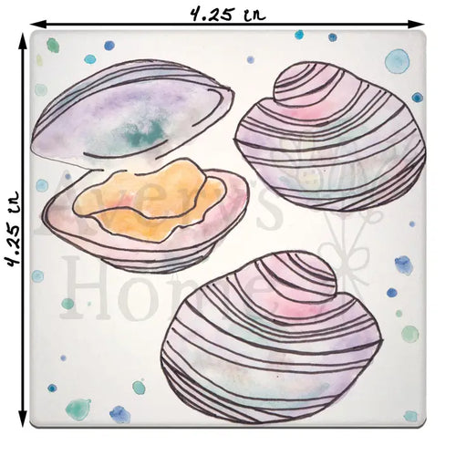 Water Absorbent Stone Coaster - Clam