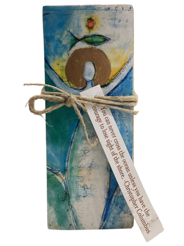 Small Wood Block Angel - You can never cross the ocean unless you have the courage to lose sight of the shore. – Christopher Columbus