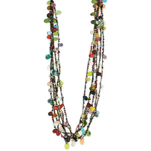 Black Thread Beaded Necklace