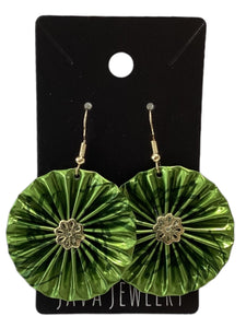 Green Round Earrings