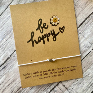 Be Happy Wish Bracelet - White