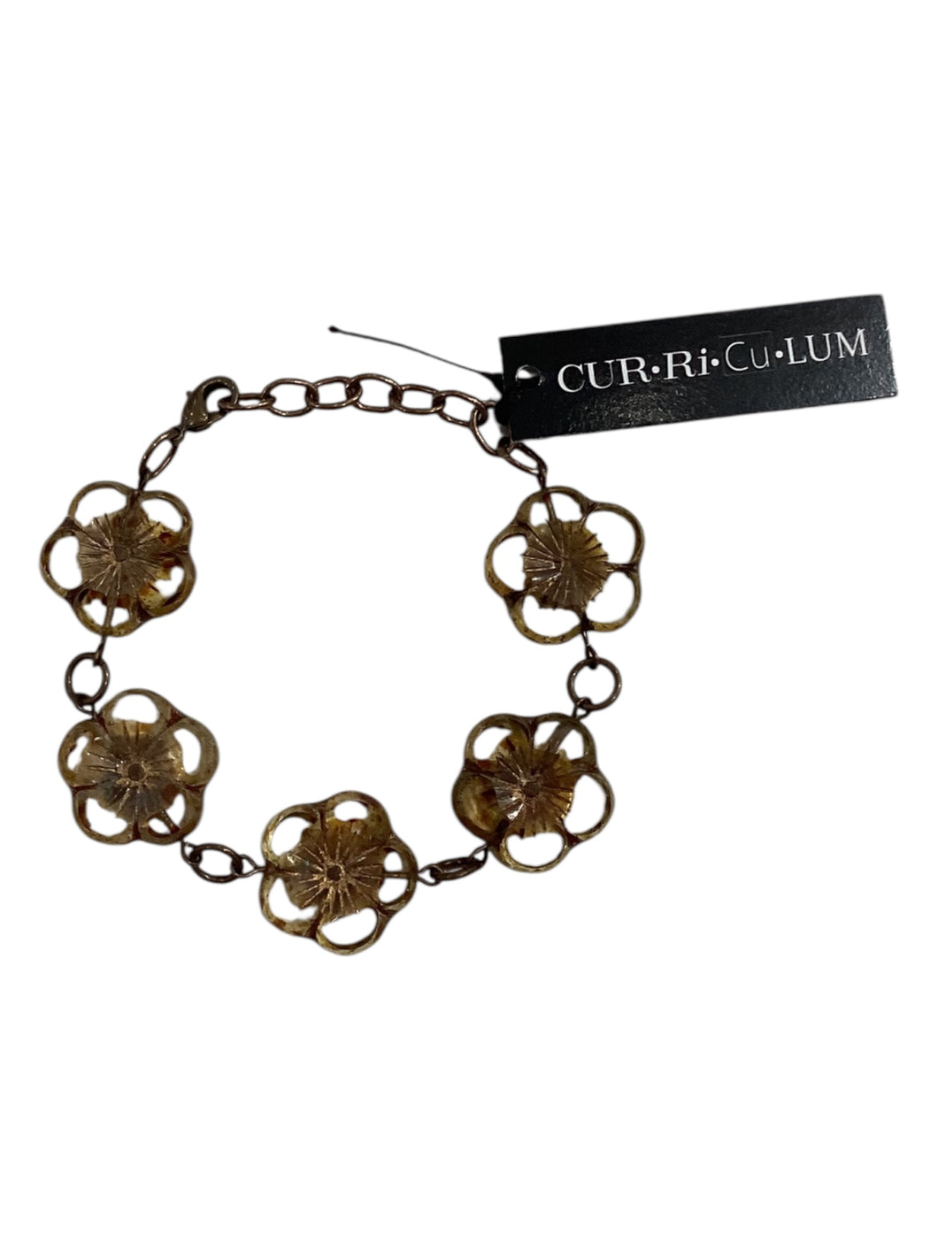 Clear Large Hawaiian Flower Czech Glass Bracelet