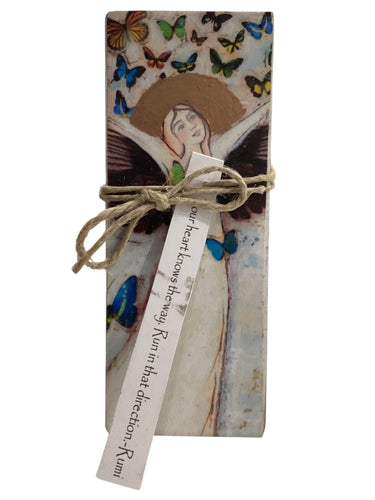 Small Wood Block Angel - Your heart knows the way. Run in that direction. – Rumi