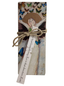 Small Wood Block Angel - Your heart knows the way. Run in that direction. – Rumi