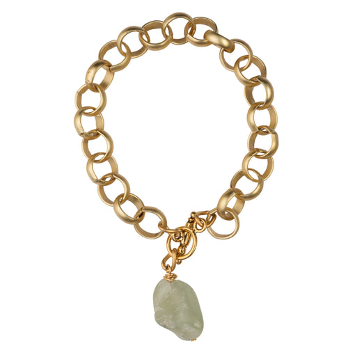 Matte Gold Circle Chain & Jade Bracelet