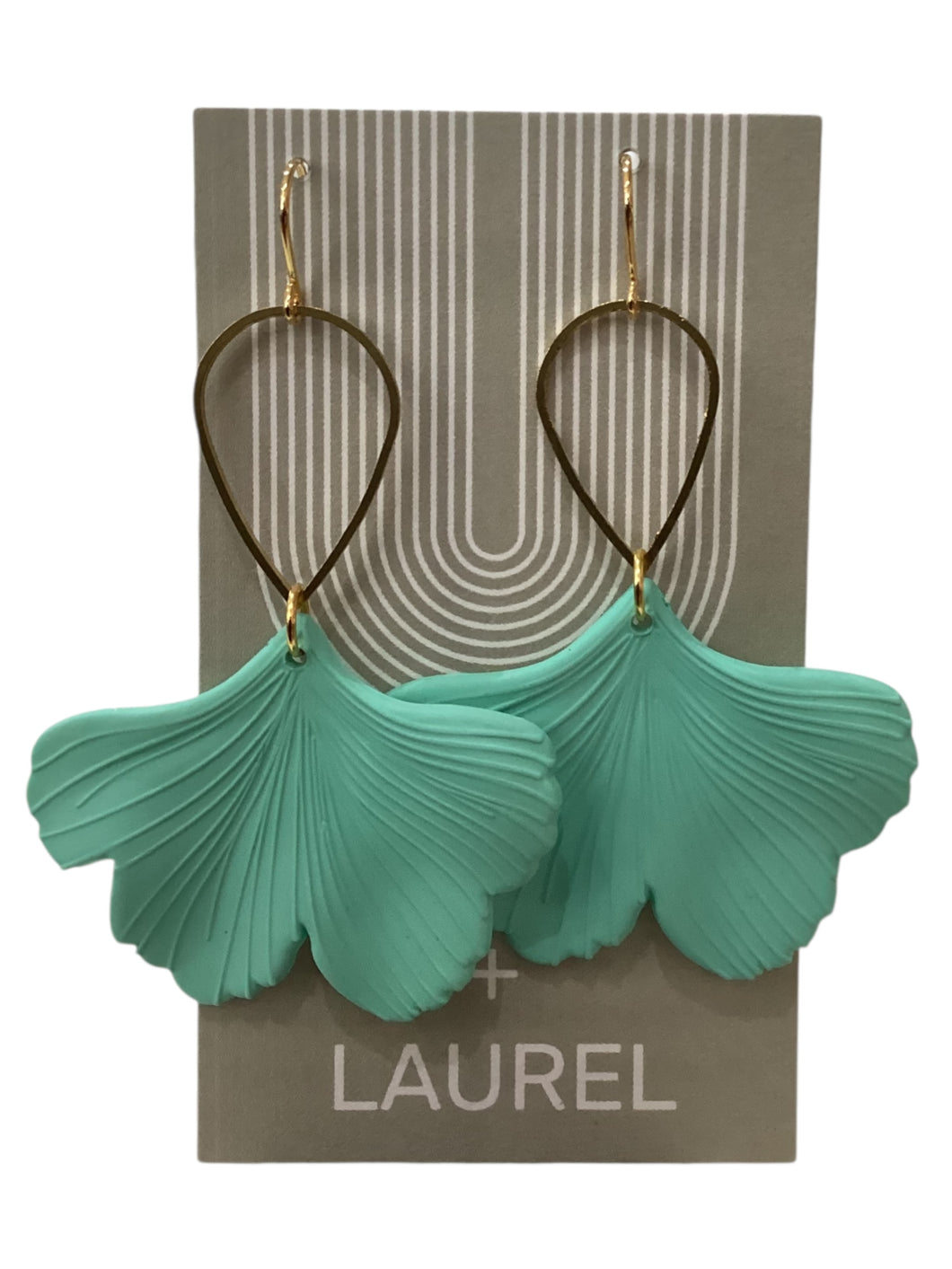 Simple Acrylic Earrings - Leaf - Teal