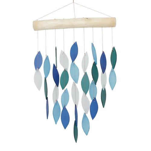 Blue Cascade Tumbled Glass Wind Chime - Small