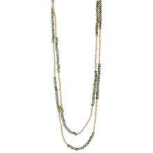 Blue Peach Bead Stretch Wrap Bracelet /Necklace