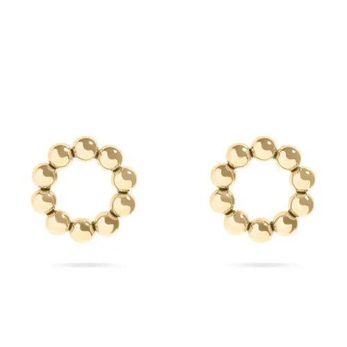 15mm 18K Gold PVD Stainless Steel Circle Ball Stud Earrings - Gold