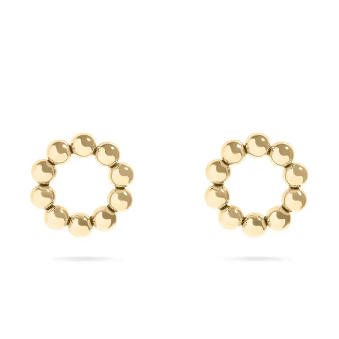 15mm 18K Gold PVD Stainless Steel Circle Ball Stud Earrings - Gold