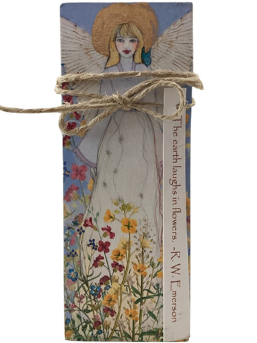 Small Wood Block Angel - The earth laughs in flowers. – R. W. Emerson