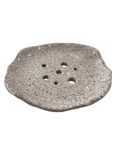 White with Speckled Soap Dish