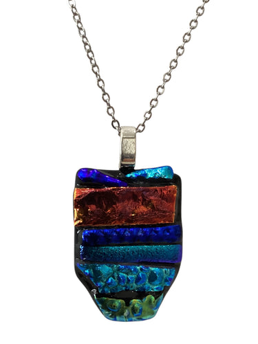 Large Dichro Necklace - Multi Colored Dichro on Black