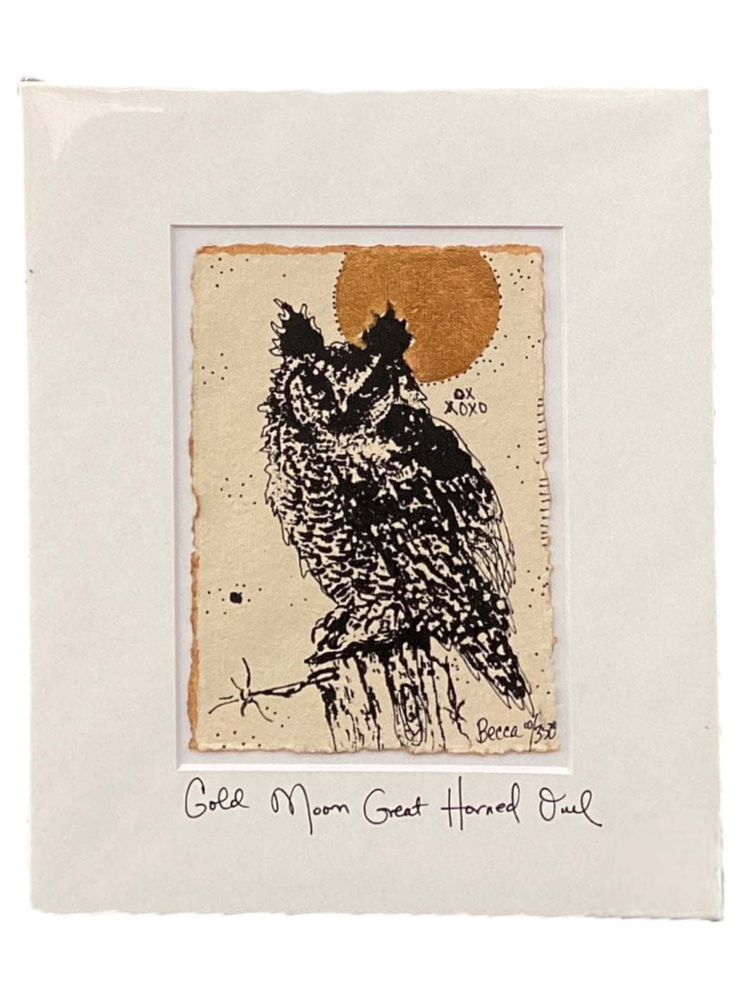 Gold Moon Great Horned Owl - Original - 8