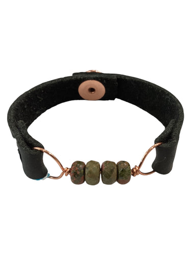 Genuine Leather & Natural Stones Bracelet