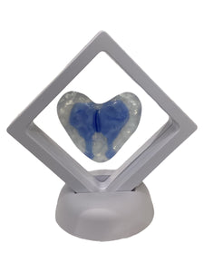 Framed Heart - White/Blue Butterfly