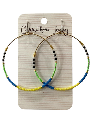 Green + Yellow + Blue Hoop Earrings