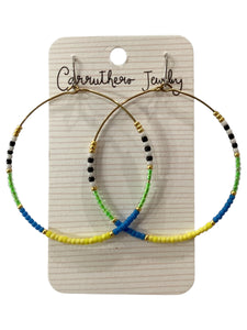 Green + Yellow + Blue Hoop Earrings