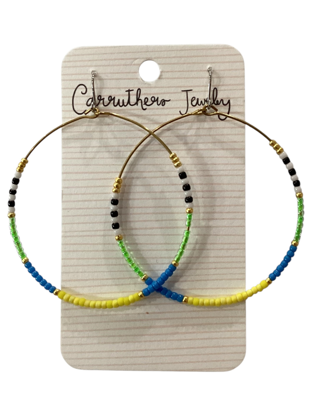 Green + Yellow + Blue Hoop Earrings