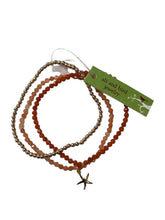 Set of 3 - Stone, 18k gold, charm bracelet