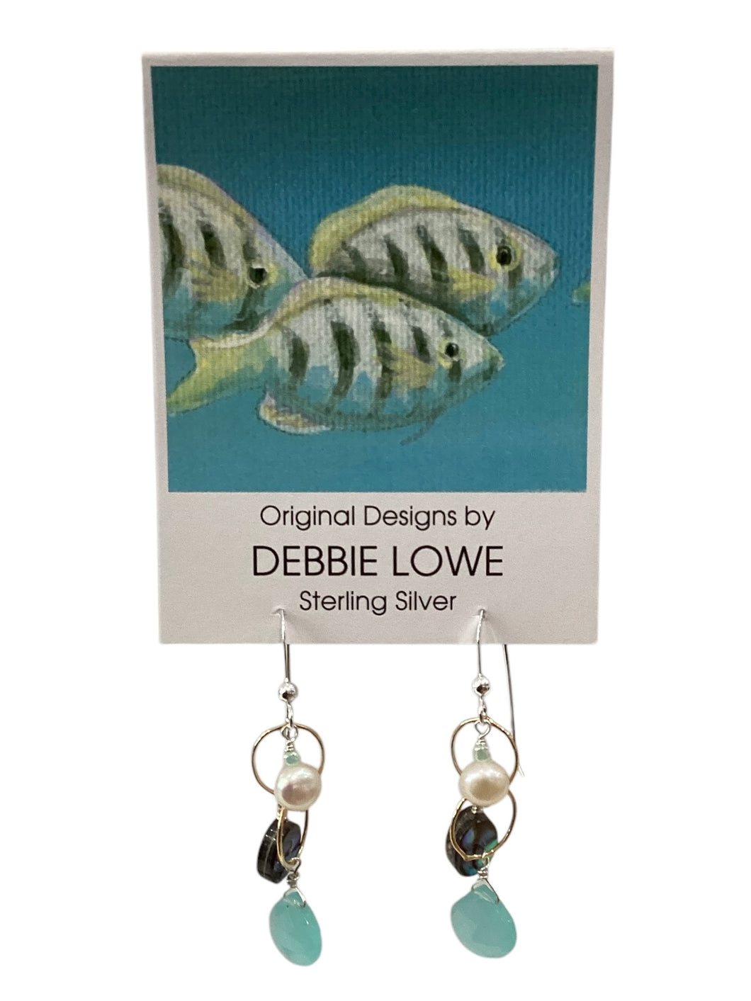 Chalcedony, Abalone + Pearl Earrings