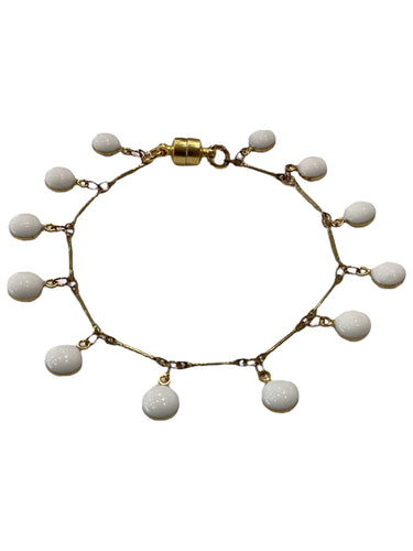 Enamel Drop Bracelet - Gold/White