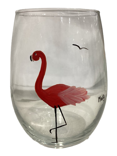 Stemless Wine Glass - Flamingo