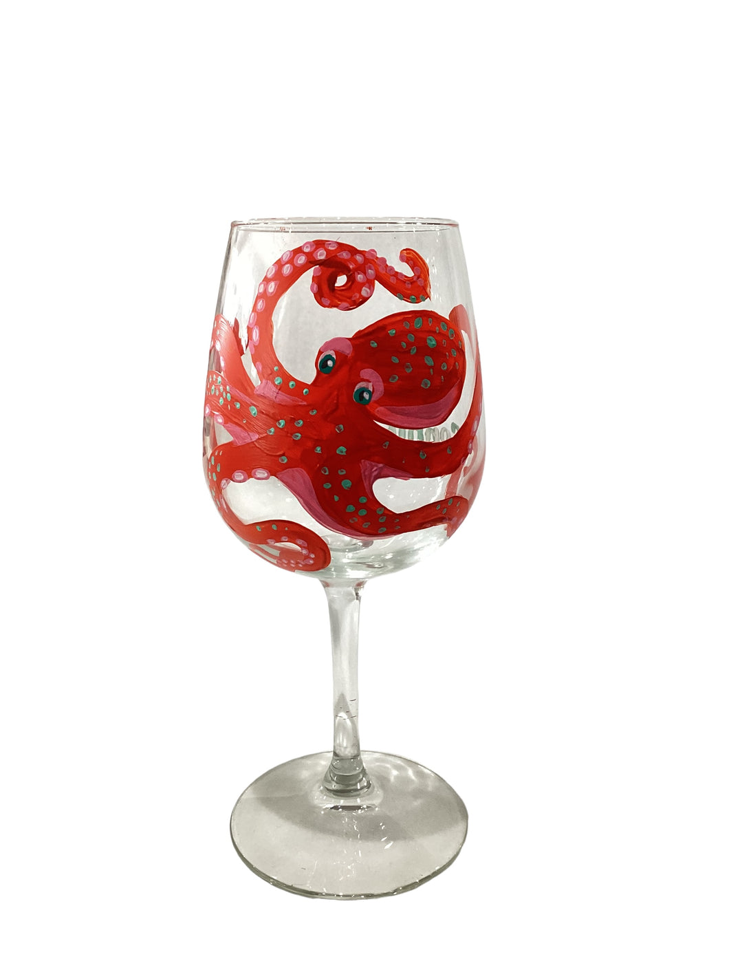 Red Octopus Wine Glass