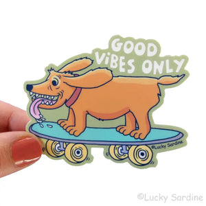 Dog Skateboard - Good Vibes Only Vinyl Sticker