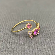 Colored Zirocn Inlaid Ring - 18k Gold Plated