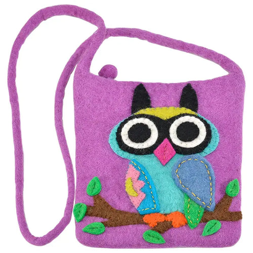Big Eyed Owl Cross-Body Bag - Purple
