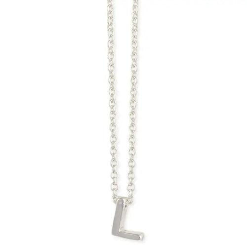 Silver Initial Charm Necklace - Letter L