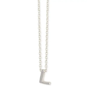 Silver Initial Charm Necklace - Letter L