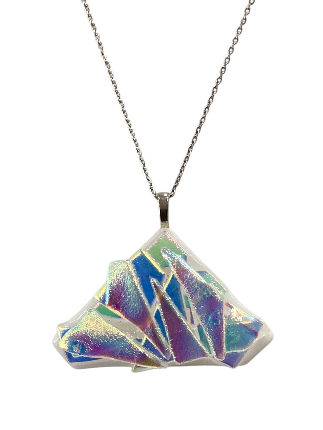 Clear Dichroic on White Necklace