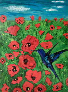 Poppies & Hummingbird - Note Card Set