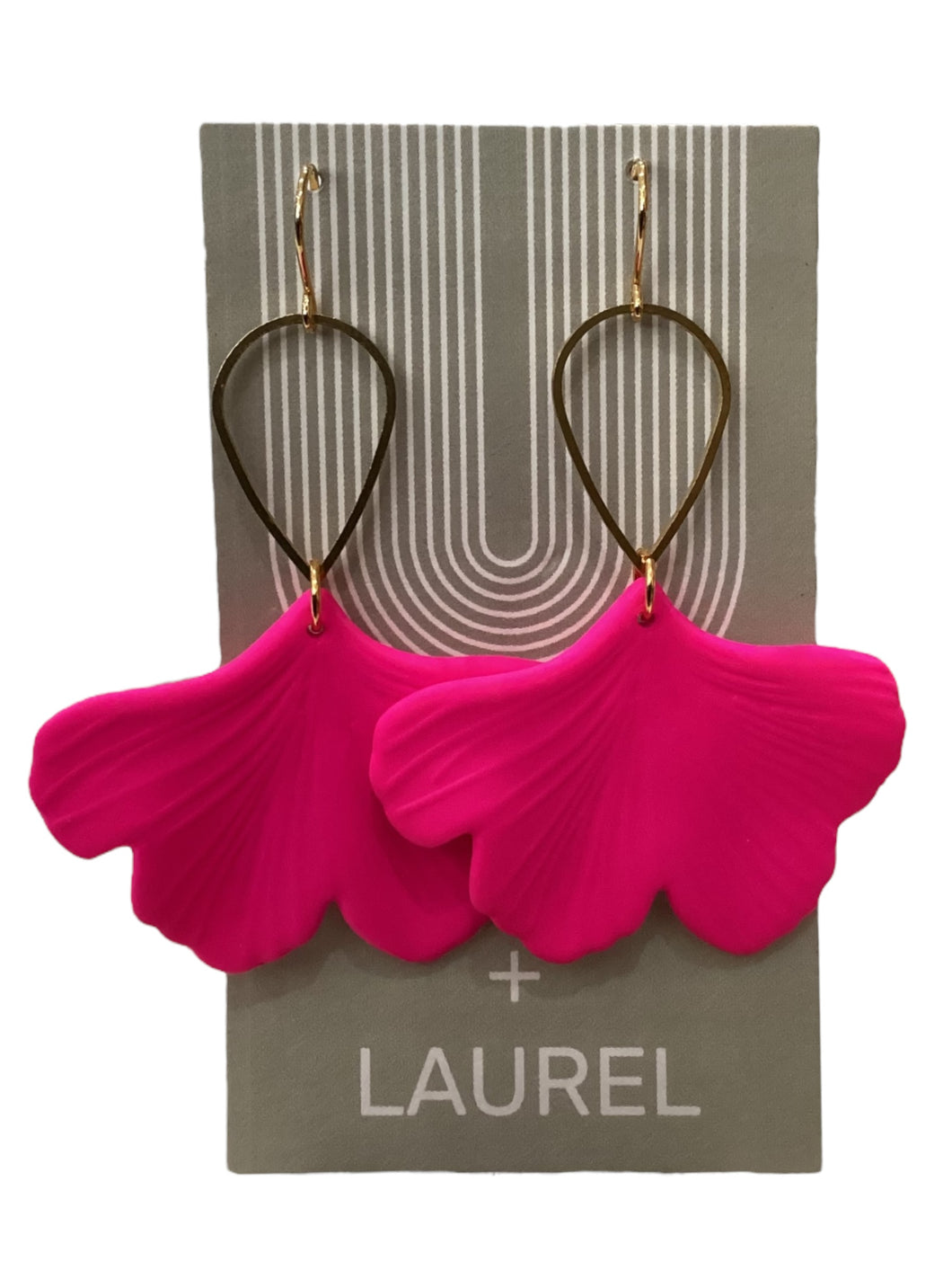 Simple Acrylic Earrings - Leaf - Pink
