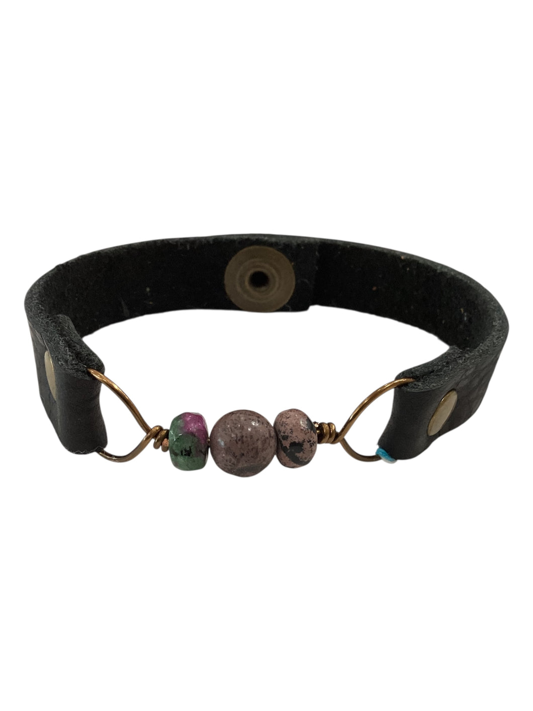 Genuine Leather & Natural Stones Bracelet