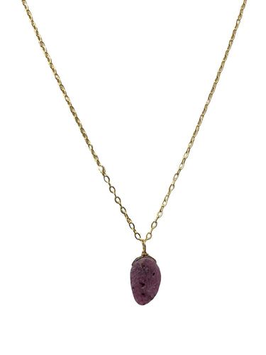 Gemstone Pendant Mini - Ruby on Brass